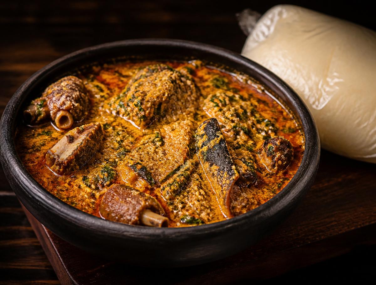 Egusi soup with pounded yam